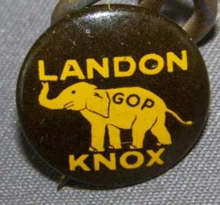 Political Campaign Pinback Button GOP Knox & Landon  