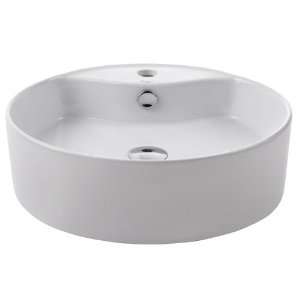  Kraus KCV 142 CH White Round Ceramic Sink and Pop Up Drain 