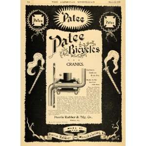  1896 Ad Patee Bicycle Parts Peoria Illinois Rubber Cranks 
