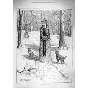  1890 Laggard Love Woman Winter Coat Fur Pet Dogs Trees 