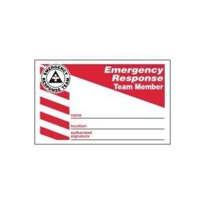  Labels EMERGENCY RESPONSE TEAM MEMBER (WALLET CARD) 2 1/8 