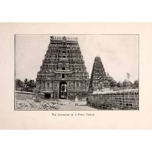  1896 Print Gopurams Tower Gateway Entrance Hindu Village 