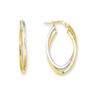  14k Two Tone Twisted Double Hoop Earrings   JewelryWeb 