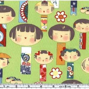  45 Wide Yui Kokeshi Wasabe Fabric By The Yard Arts 