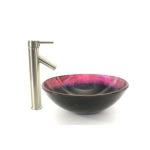 16 1/2 & 1/2 Mix Color (CH9328) Bathroom Tempered Glass Vessel Sink 