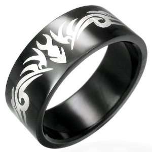  Tribal Contrasting Design Stainless Steel Ring 7 Jewelry