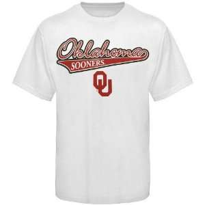  Oklahoma Sooners Youth White Slant Script T shirt Sports 