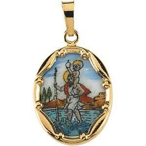  14k St. Christopher Medal 25x19.5mm/14kt yellow gold 
