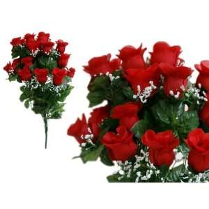   96 Red XL Silk Rose Bud Bush Wedding Flowers Bouquets