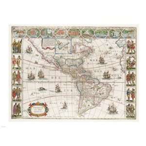 Americae Nova Tabula   Map of North and South America Poster (24.00 x 