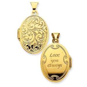  Love You Always Reversible Locket in 14k Yellow Gold 