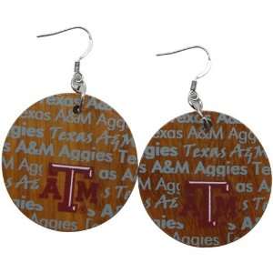   Texas A&M Aggies Infinity Round Wooden Earrings