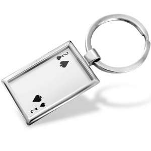  Keychain Two of spades   Deuce / card game   Hand Made 