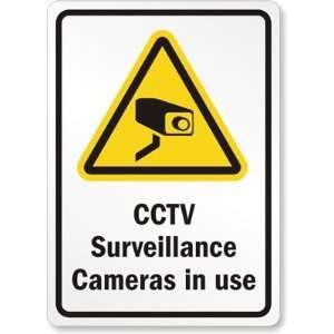   Surveillance Cameras in use Aluminum Sign, 14 x 10