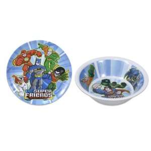  Super Friends Dinnerware Plate and Bowl   2 Piece Set 