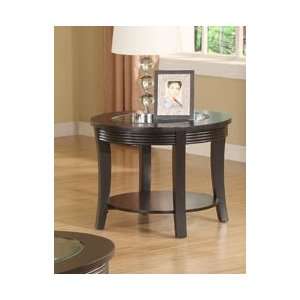  8mm Beveled Glass Top End Table in Espresso Finish