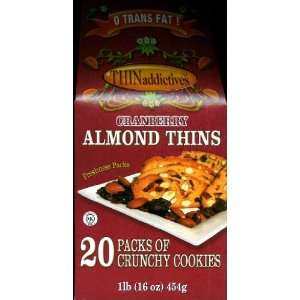 THIN Addictives Cranberry Almond Thins 20 Packs of Crunchy Cookies NET 