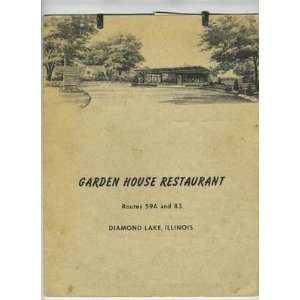  Garden House Restaurant Menu Diamond Lake Illinois 1960s 