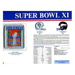  Super Bowl 11 Patch and Game Details Card Sports 