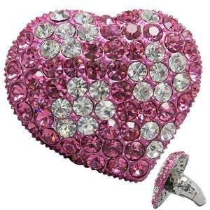 Gorgeous Curved Tip Heart Cocktail Ring Embellished With Dark Pink And 