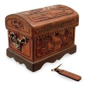    Mahogany and leather chest, Ancient Symbols