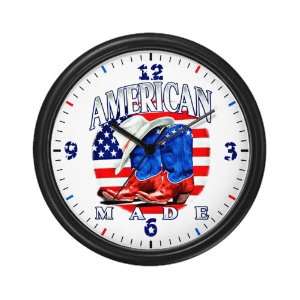   Wall Clock American Made Country Cowboy Boots and Hat 