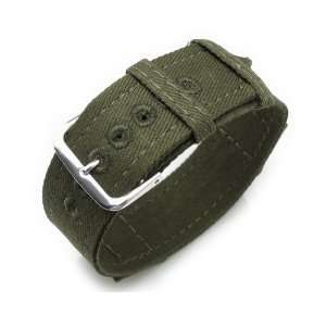  18mm Olive Military Canvas strap, one piece design, WWII 