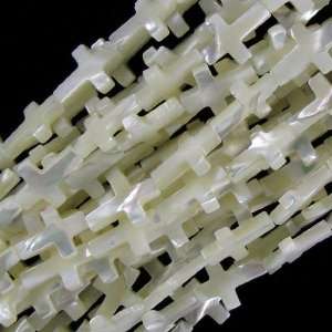    18mm mother of pearl mop cross beads 16 strand