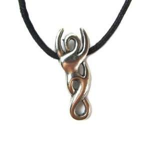 Earth and Sky Goddess for Awakening Pewter Pendant with Black Corded 