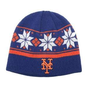  New York Mets Snowflake Womens Knit   Royal/Orange One 