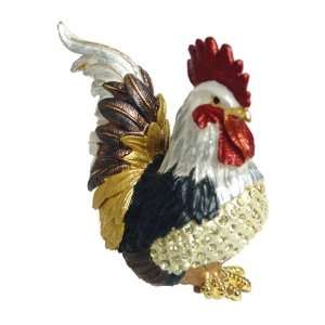 White Tail Rooster Bejeweled Trinket Box 