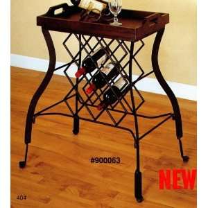 Metal Wine Rack w/Removable Cappuccino Finish Serving Tray.  