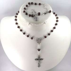  Chocolate 6mm rosary necklace Jewelry