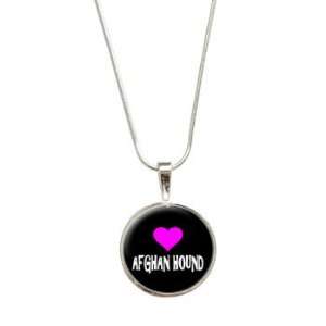  Afghan Hound Dog Love Pendant with Sterling Silver Plated 