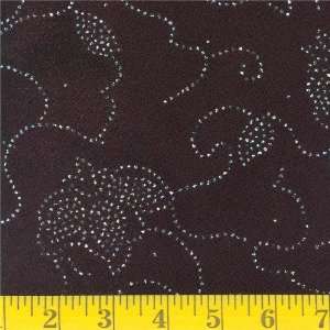   Wide Slinky Glitter Crepe Orchid Vines Black/Silve Fabric By The Yard