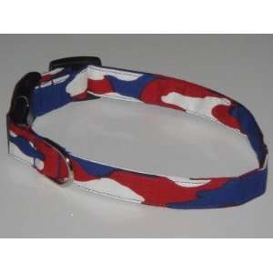 Red White Blue Patriotic July 4th USA Camouflage Camo Dog Collar Large 