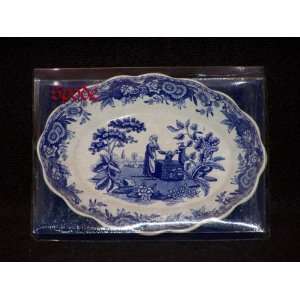 Spode Blue Room Oval Fluted Tray Girl At Well  Kitchen 