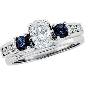   White Gold Sapphire & Diamond Bridal Enhancer Ring Size 6.0 Jewelry