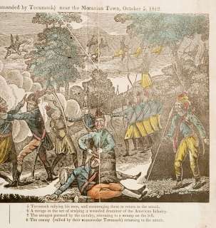 Rare 1830 Print War of 1812 Indian Battle Scene  