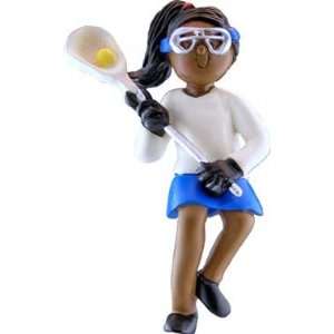  African American Female Lacrosse Player Christmas Ornament 