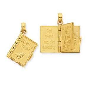    14K 3 D Moveable Pages Serenity Prayer Book Pendant Jewelry