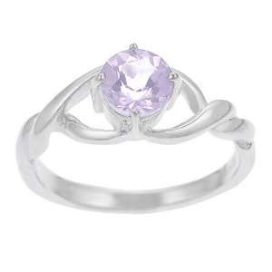   Sterling Silver and Amethyst Twisted Solitaire Ring Size 9 Jewelry