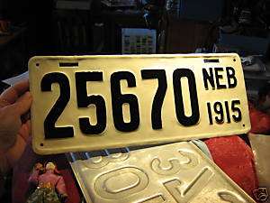 Vintage Nebraska License Plate 1915, first year  