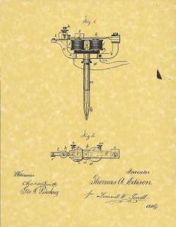 Unique Thomas A. Edisons Stencil Pen/Tattoo Machine Patent  