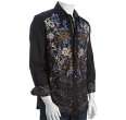 robert graham black cotton floral embroidered zouk button front shirt