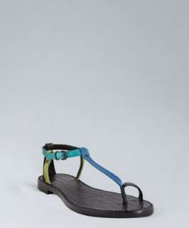 Bottega Veneta blue and turquoise leather thong flat sandals   