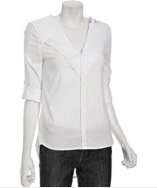 BCBGMAXAZRIA white stretch cotton trimmed yoke tailed shirt style 