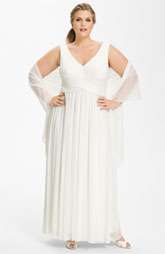 Alex Evenings Ruched Mesh Gown with Shawl (Plus) $158.00