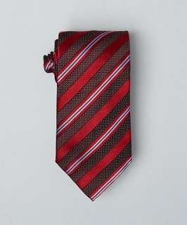 Zegna red tonal stripe silk tie