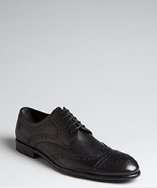 Dolce & Gabbana black leather tooled cap toe lace up oxfords style 